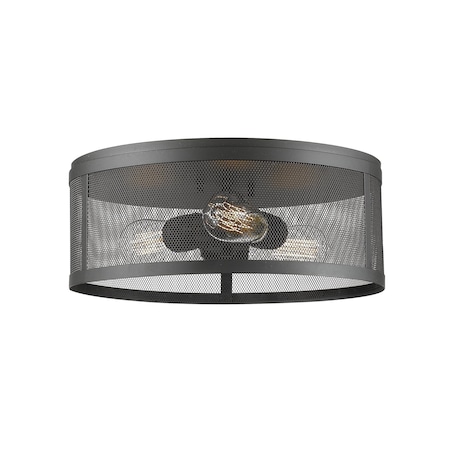 Z-Lite Meshsmith 3 Light Flush Mount, Bronze & Bronze 331F14-BRZ